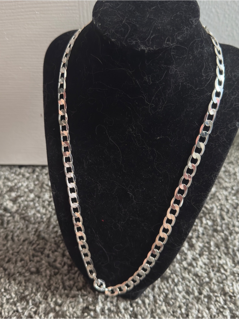 Polished Silver Curb Chain Necklace - Shiny Silver Finish